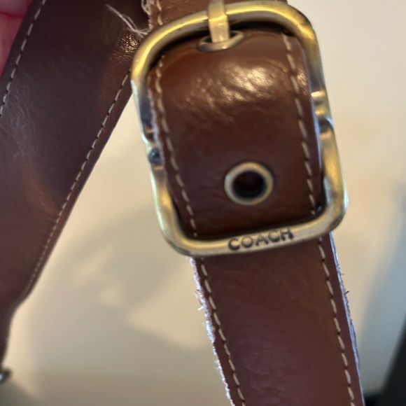 Y2K 2000 Coach Brown Signature Canvas Shoulder Bag with Brass Ring Accent - Picture 5 of 15